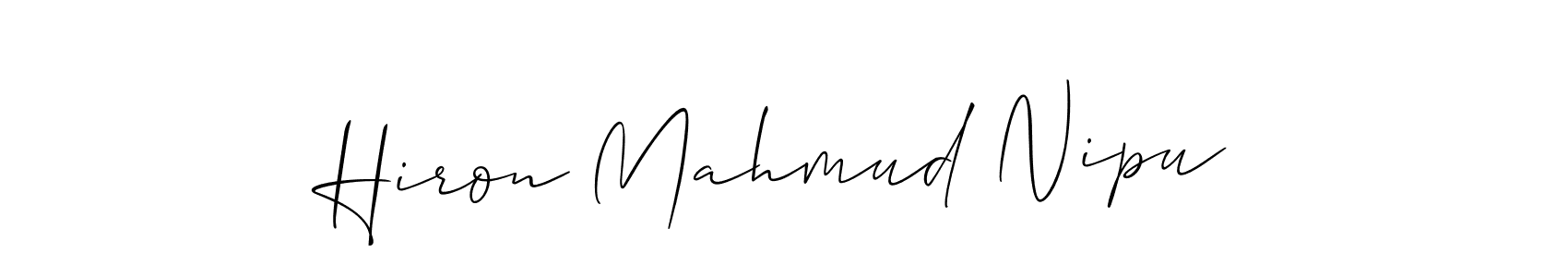 This is the best signature style for the Hiron Mahmud Nipu name. Also you like these signature font (Allison_Script). Mix name signature. Hiron Mahmud Nipu signature style 2 images and pictures png