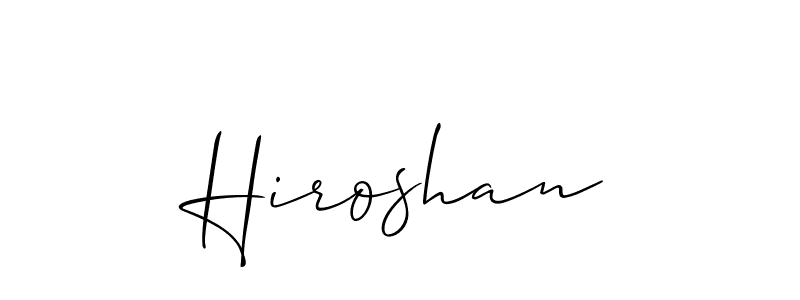 How to make Hiroshan signature? Allison_Script is a professional autograph style. Create handwritten signature for Hiroshan name. Hiroshan signature style 2 images and pictures png