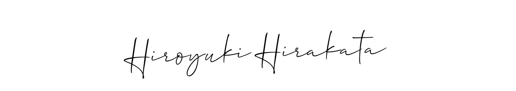 Make a beautiful signature design for name Hiroyuki Hirakata. With this signature (Allison_Script) style, you can create a handwritten signature for free. Hiroyuki Hirakata signature style 2 images and pictures png