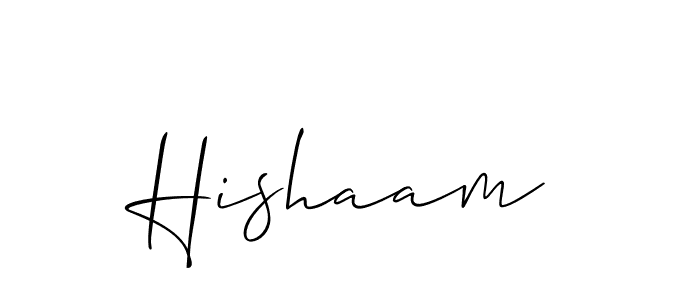 Also we have Hishaam name is the best signature style. Create professional handwritten signature collection using Allison_Script autograph style. Hishaam signature style 2 images and pictures png