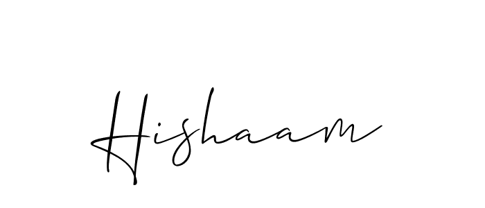 Also we have Hishaam name is the best signature style. Create professional handwritten signature collection using Allison_Script autograph style. Hishaam signature style 2 images and pictures png