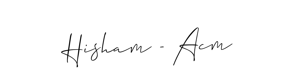 if you are searching for the best signature style for your name Hisham - Acm. so please give up your signature search. here we have designed multiple signature styles  using Allison_Script. Hisham - Acm signature style 2 images and pictures png