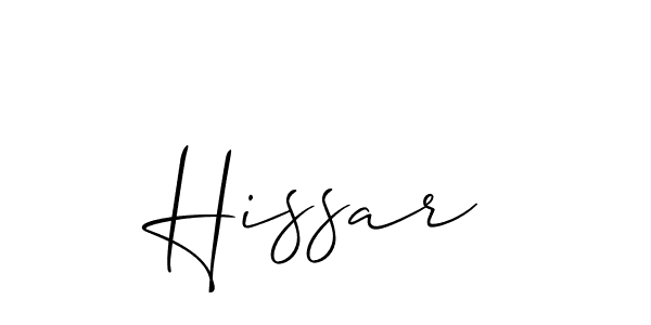 Use a signature maker to create a handwritten signature online. With this signature software, you can design (Allison_Script) your own signature for name Hissar. Hissar signature style 2 images and pictures png