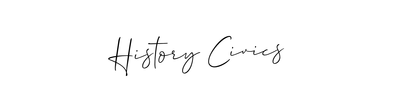 Design your own signature with our free online signature maker. With this signature software, you can create a handwritten (Allison_Script) signature for name History Civics. History Civics signature style 2 images and pictures png