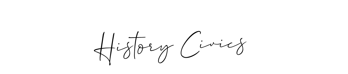 How to make History Civics name signature. Use Allison_Script style for creating short signs online. This is the latest handwritten sign. History Civics signature style 2 images and pictures png