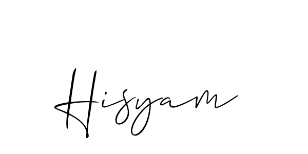 Make a beautiful signature design for name Hisyam. With this signature (Allison_Script) style, you can create a handwritten signature for free. Hisyam signature style 2 images and pictures png