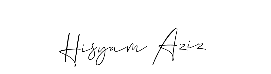 Make a beautiful signature design for name Hisyam Aziz. With this signature (Allison_Script) style, you can create a handwritten signature for free. Hisyam Aziz signature style 2 images and pictures png