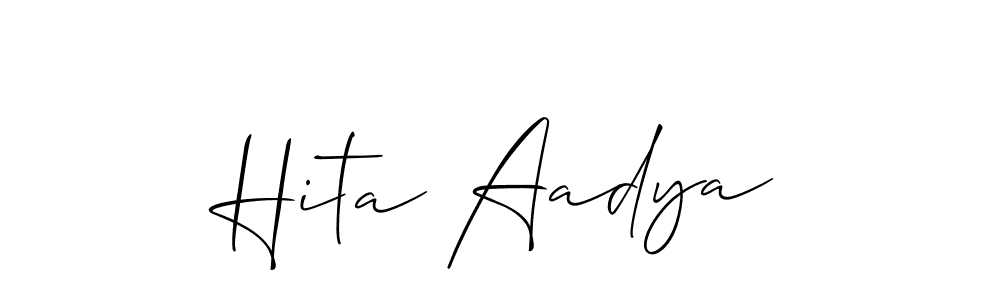 Make a beautiful signature design for name Hita Aadya. With this signature (Allison_Script) style, you can create a handwritten signature for free. Hita Aadya signature style 2 images and pictures png