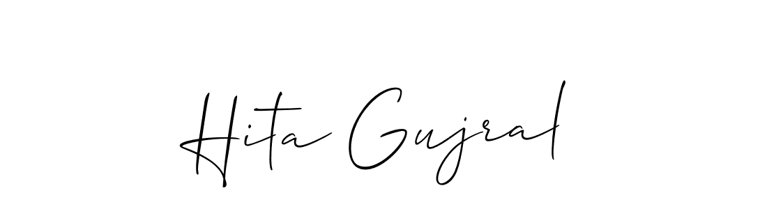 if you are searching for the best signature style for your name Hita Gujral. so please give up your signature search. here we have designed multiple signature styles  using Allison_Script. Hita Gujral signature style 2 images and pictures png