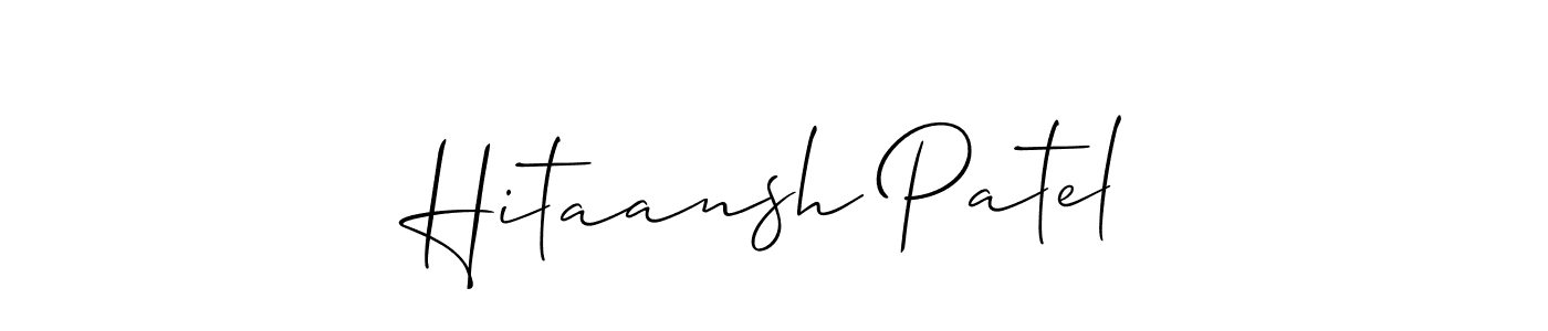 Also You can easily find your signature by using the search form. We will create Hitaansh Patel name handwritten signature images for you free of cost using Allison_Script sign style. Hitaansh Patel signature style 2 images and pictures png
