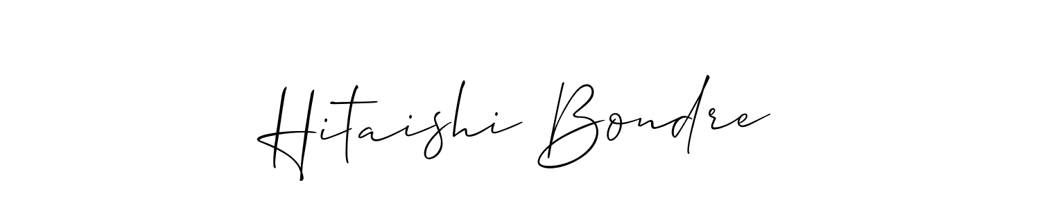 This is the best signature style for the Hitaishi Bondre name. Also you like these signature font (Allison_Script). Mix name signature. Hitaishi Bondre signature style 2 images and pictures png