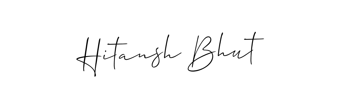 This is the best signature style for the Hitansh Bhut name. Also you like these signature font (Allison_Script). Mix name signature. Hitansh Bhut signature style 2 images and pictures png