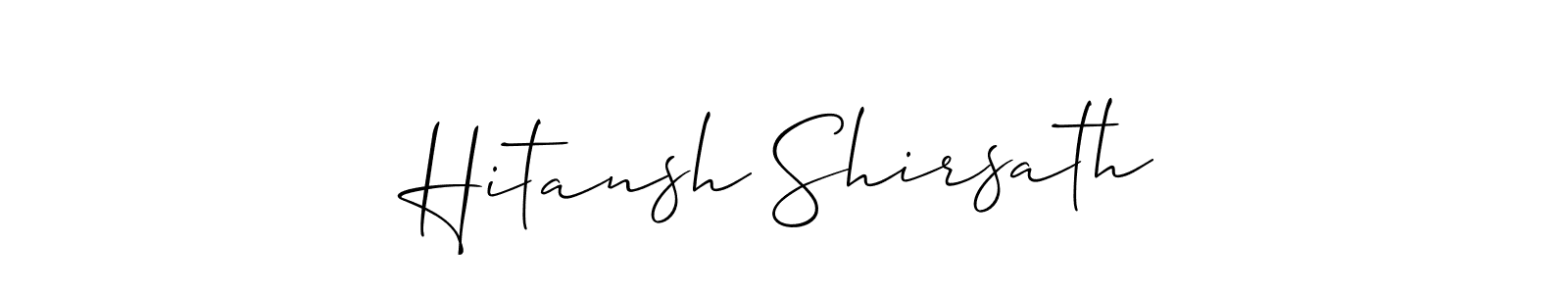 The best way (Allison_Script) to make a short signature is to pick only two or three words in your name. The name Hitansh Shirsath include a total of six letters. For converting this name. Hitansh Shirsath signature style 2 images and pictures png