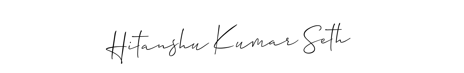 How to make Hitanshu Kumar Seth name signature. Use Allison_Script style for creating short signs online. This is the latest handwritten sign. Hitanshu Kumar Seth signature style 2 images and pictures png