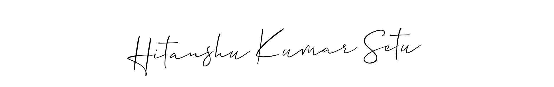 Make a beautiful signature design for name Hitanshu Kumar Setu. With this signature (Allison_Script) style, you can create a handwritten signature for free. Hitanshu Kumar Setu signature style 2 images and pictures png