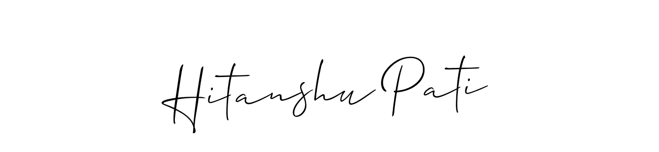 Similarly Allison_Script is the best handwritten signature design. Signature creator online .You can use it as an online autograph creator for name Hitanshu Pati. Hitanshu Pati signature style 2 images and pictures png