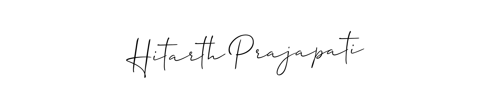 if you are searching for the best signature style for your name Hitarth Prajapati. so please give up your signature search. here we have designed multiple signature styles  using Allison_Script. Hitarth Prajapati signature style 2 images and pictures png