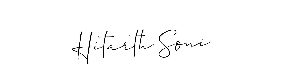 How to make Hitarth Soni name signature. Use Allison_Script style for creating short signs online. This is the latest handwritten sign. Hitarth Soni signature style 2 images and pictures png