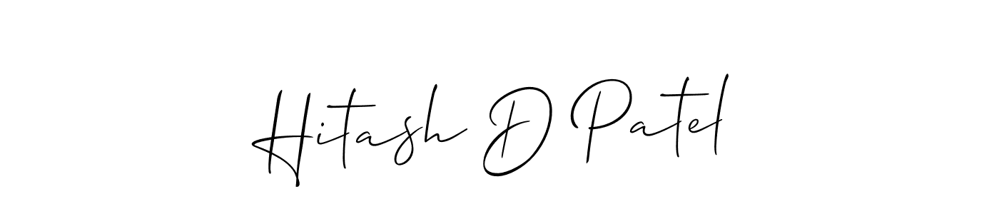 Allison_Script is a professional signature style that is perfect for those who want to add a touch of class to their signature. It is also a great choice for those who want to make their signature more unique. Get Hitash D Patel name to fancy signature for free. Hitash D Patel signature style 2 images and pictures png