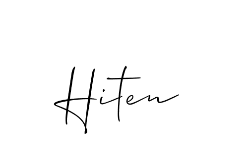Make a beautiful signature design for name Hiten. With this signature (Allison_Script) style, you can create a handwritten signature for free. Hiten signature style 2 images and pictures png