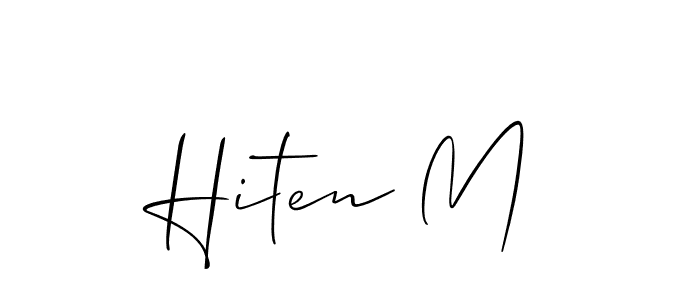 Create a beautiful signature design for name Hiten M. With this signature (Allison_Script) fonts, you can make a handwritten signature for free. Hiten M signature style 2 images and pictures png