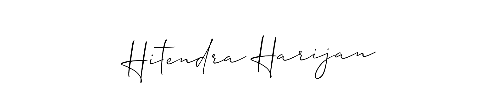 The best way (Allison_Script) to make a short signature is to pick only two or three words in your name. The name Hitendra Harijan include a total of six letters. For converting this name. Hitendra Harijan signature style 2 images and pictures png
