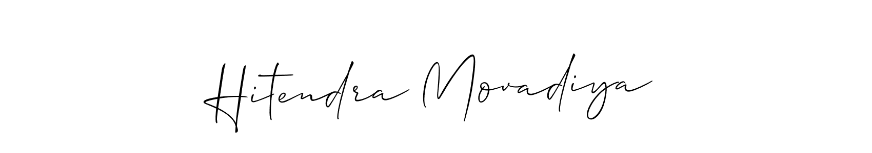 Make a beautiful signature design for name Hitendra Movadiya. With this signature (Allison_Script) style, you can create a handwritten signature for free. Hitendra Movadiya signature style 2 images and pictures png