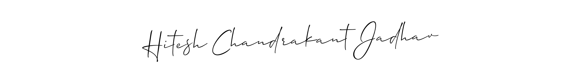 It looks lik you need a new signature style for name Hitesh Chandrakant Jadhav. Design unique handwritten (Allison_Script) signature with our free signature maker in just a few clicks. Hitesh Chandrakant Jadhav signature style 2 images and pictures png