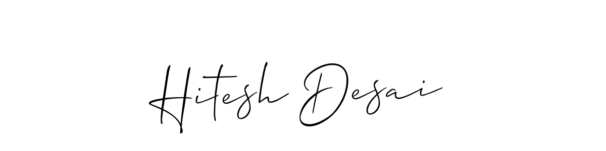 The best way (Allison_Script) to make a short signature is to pick only two or three words in your name. The name Hitesh Desai include a total of six letters. For converting this name. Hitesh Desai signature style 2 images and pictures png