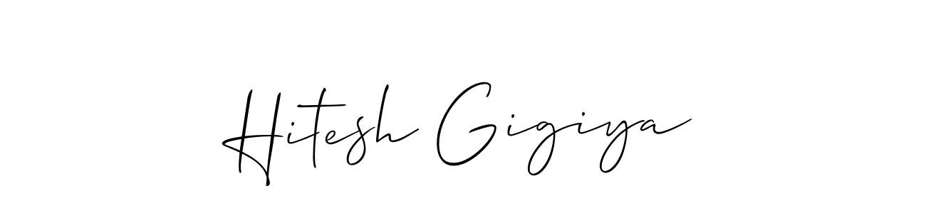 How to make Hitesh Gigiya name signature. Use Allison_Script style for creating short signs online. This is the latest handwritten sign. Hitesh Gigiya signature style 2 images and pictures png