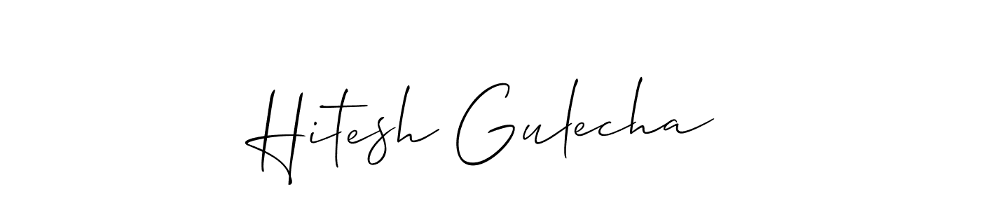 It looks lik you need a new signature style for name Hitesh Gulecha. Design unique handwritten (Allison_Script) signature with our free signature maker in just a few clicks. Hitesh Gulecha signature style 2 images and pictures png