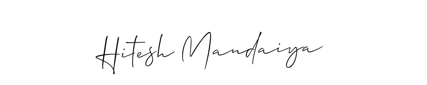 Make a beautiful signature design for name Hitesh Mandaiya. With this signature (Allison_Script) style, you can create a handwritten signature for free. Hitesh Mandaiya signature style 2 images and pictures png