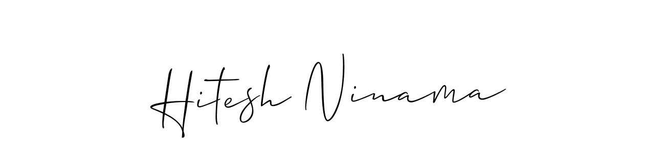 Allison_Script is a professional signature style that is perfect for those who want to add a touch of class to their signature. It is also a great choice for those who want to make their signature more unique. Get Hitesh Ninama name to fancy signature for free. Hitesh Ninama signature style 2 images and pictures png