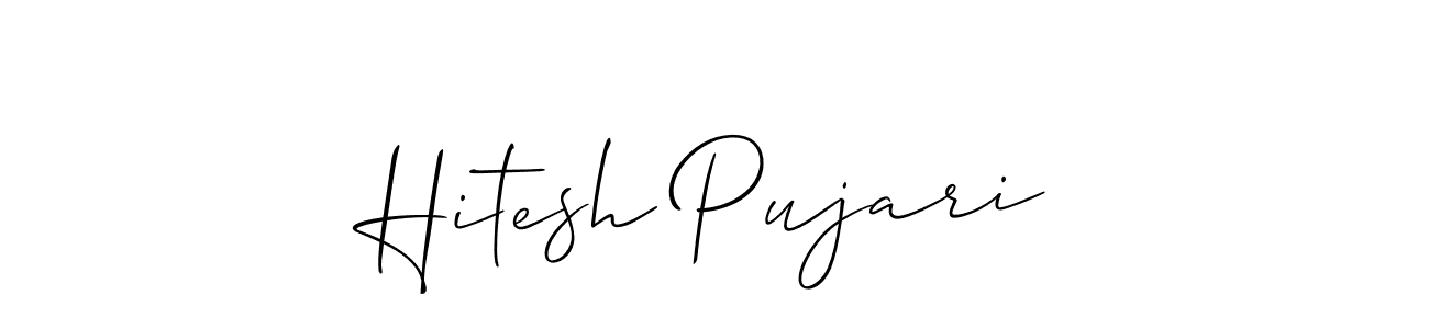 Also we have Hitesh Pujari name is the best signature style. Create professional handwritten signature collection using Allison_Script autograph style. Hitesh Pujari signature style 2 images and pictures png