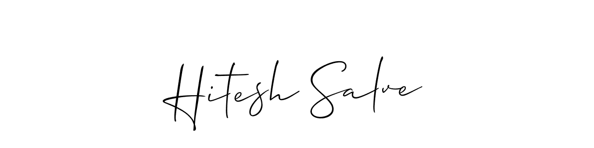 The best way (Allison_Script) to make a short signature is to pick only two or three words in your name. The name Hitesh Salve include a total of six letters. For converting this name. Hitesh Salve signature style 2 images and pictures png