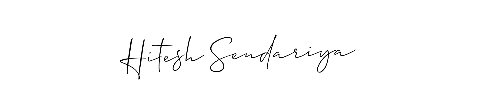 This is the best signature style for the Hitesh Sendariya name. Also you like these signature font (Allison_Script). Mix name signature. Hitesh Sendariya signature style 2 images and pictures png