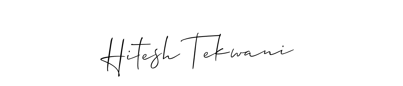 This is the best signature style for the Hitesh Tekwani name. Also you like these signature font (Allison_Script). Mix name signature. Hitesh Tekwani signature style 2 images and pictures png