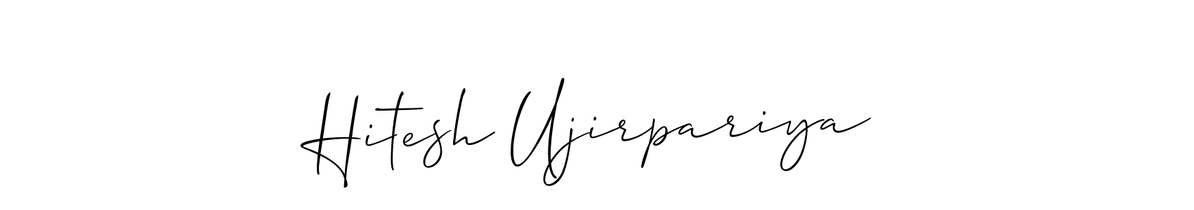 This is the best signature style for the Hitesh Ujirpariya name. Also you like these signature font (Allison_Script). Mix name signature. Hitesh Ujirpariya signature style 2 images and pictures png