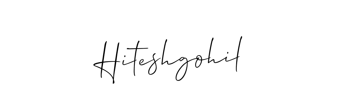 The best way (Allison_Script) to make a short signature is to pick only two or three words in your name. The name Hiteshgohil include a total of six letters. For converting this name. Hiteshgohil signature style 2 images and pictures png