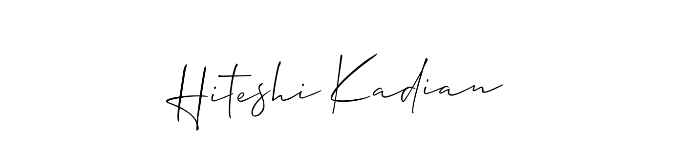 Similarly Allison_Script is the best handwritten signature design. Signature creator online .You can use it as an online autograph creator for name Hiteshi Kadian. Hiteshi Kadian signature style 2 images and pictures png