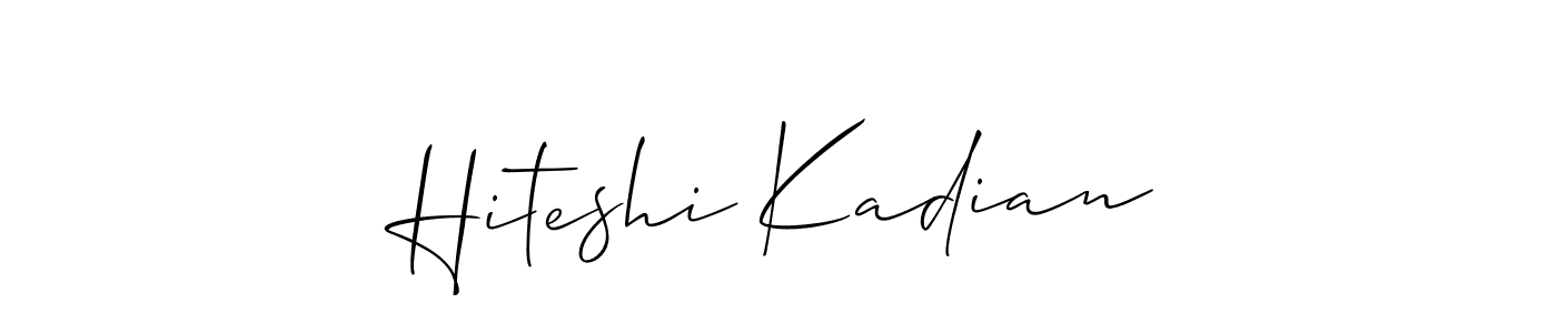 Similarly Allison_Script is the best handwritten signature design. Signature creator online .You can use it as an online autograph creator for name Hiteshi Kadian. Hiteshi Kadian signature style 2 images and pictures png