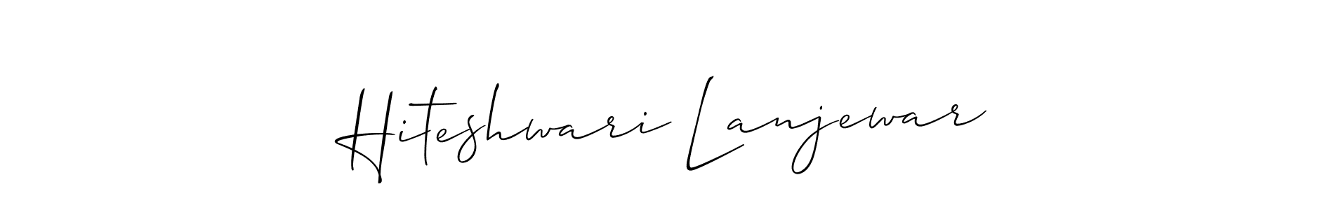 Make a short Hiteshwari Lanjewar signature style. Manage your documents anywhere anytime using Allison_Script. Create and add eSignatures, submit forms, share and send files easily. Hiteshwari Lanjewar signature style 2 images and pictures png
