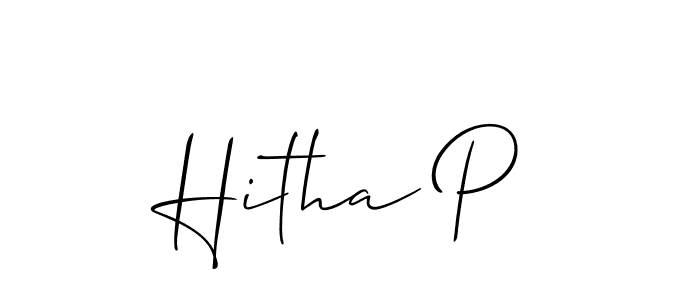 Use a signature maker to create a handwritten signature online. With this signature software, you can design (Allison_Script) your own signature for name Hitha P. Hitha P signature style 2 images and pictures png