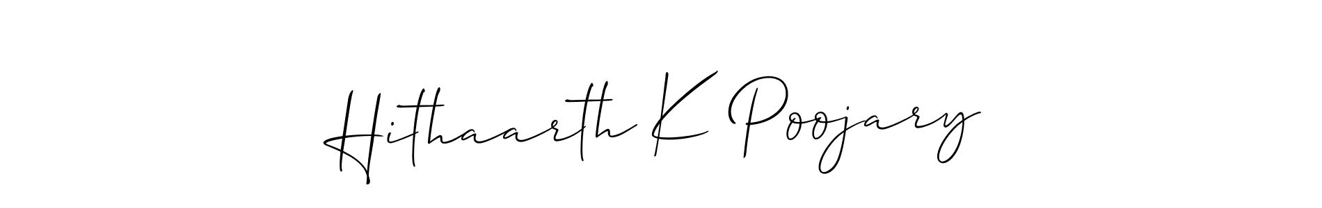 This is the best signature style for the Hithaarth K Poojary name. Also you like these signature font (Allison_Script). Mix name signature. Hithaarth K Poojary signature style 2 images and pictures png