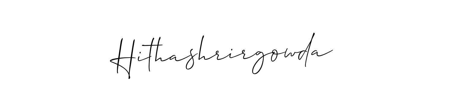 How to make Hithashrirgowda name signature. Use Allison_Script style for creating short signs online. This is the latest handwritten sign. Hithashrirgowda signature style 2 images and pictures png