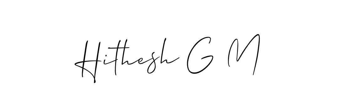 You can use this online signature creator to create a handwritten signature for the name Hithesh G M. This is the best online autograph maker. Hithesh G M signature style 2 images and pictures png