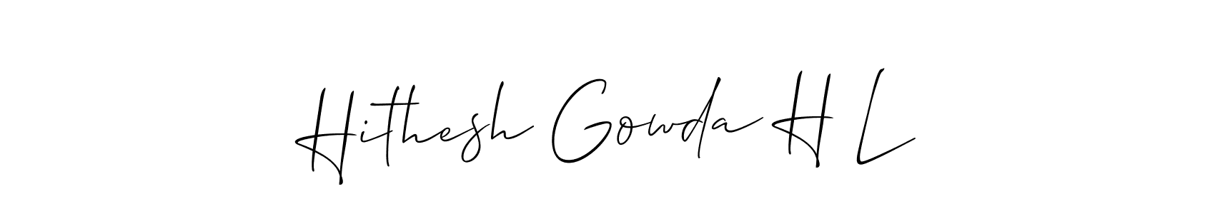 Allison_Script is a professional signature style that is perfect for those who want to add a touch of class to their signature. It is also a great choice for those who want to make their signature more unique. Get Hithesh Gowda H L name to fancy signature for free. Hithesh Gowda H L signature style 2 images and pictures png