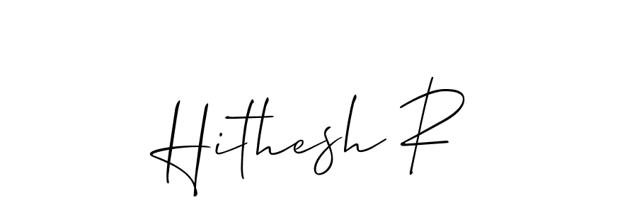 if you are searching for the best signature style for your name Hithesh R. so please give up your signature search. here we have designed multiple signature styles  using Allison_Script. Hithesh R signature style 2 images and pictures png