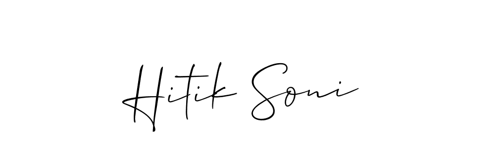 The best way (Allison_Script) to make a short signature is to pick only two or three words in your name. The name Hitik Soni include a total of six letters. For converting this name. Hitik Soni signature style 2 images and pictures png