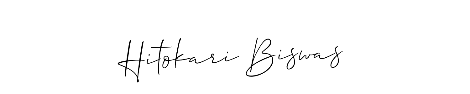 Allison_Script is a professional signature style that is perfect for those who want to add a touch of class to their signature. It is also a great choice for those who want to make their signature more unique. Get Hitokari Biswas name to fancy signature for free. Hitokari Biswas signature style 2 images and pictures png